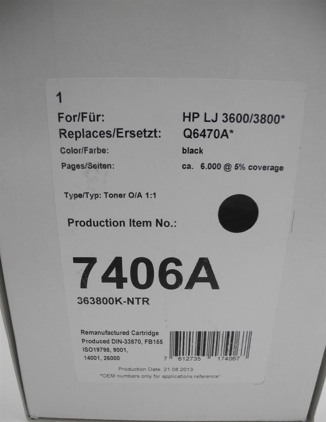 Cartucce per stampanti & toner: Q6470A Toner zu HP Laserjet 3600 dn, e94 – Nuovo (secondo la descrizione) da Kottwil venduto da Crazyrolf 1
