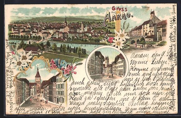Cartoline postali: Litho Aarau, Blick aus dem Stadthöfli,  – Usato da Berlin venduto da bartko-reher