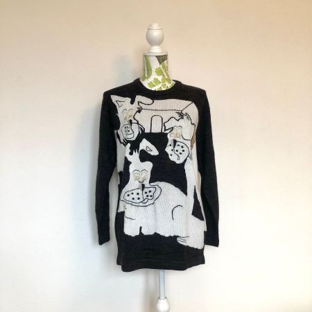 Vintage Pullover Hunde, Grösse L