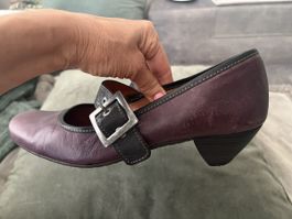Leder mary Jane Vintagelook Gr  39 mit Schnalle 