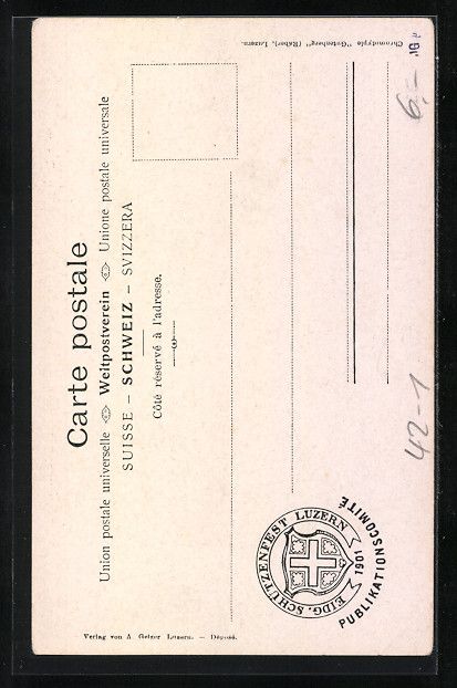 Cartoline postali: Litho Luzern, Eidgenössisches Schützen – Usato da Berlin venduto da bartko-reher 1