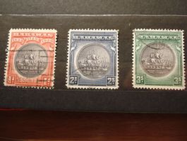 3 alte Marken Bahamas, gestempelt