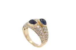 CARTIER Double Sapphire Brillant Ring 18K Ultra Rare *S4439