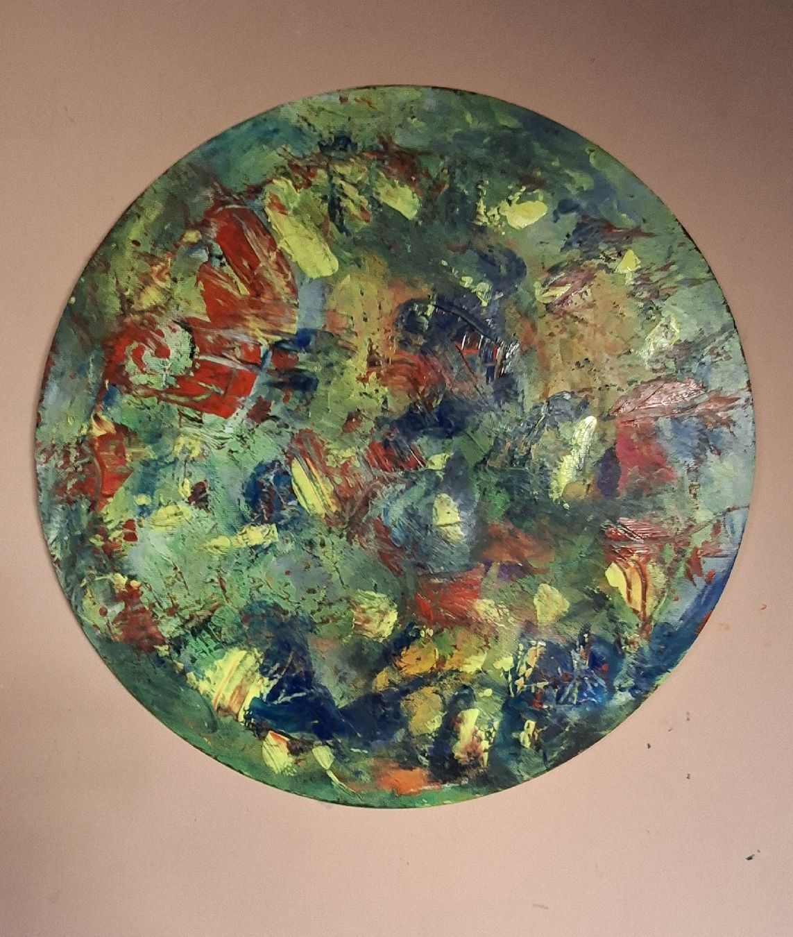 Dipinti: Gemälde Rund abstrakt handmade 50/50 – Nuovo (secondo la descrizione) da Riehen venduto da Steinbock1970 2