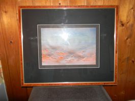 tableau sous-verre non signé 51x42 encadrement Michel Corbaz