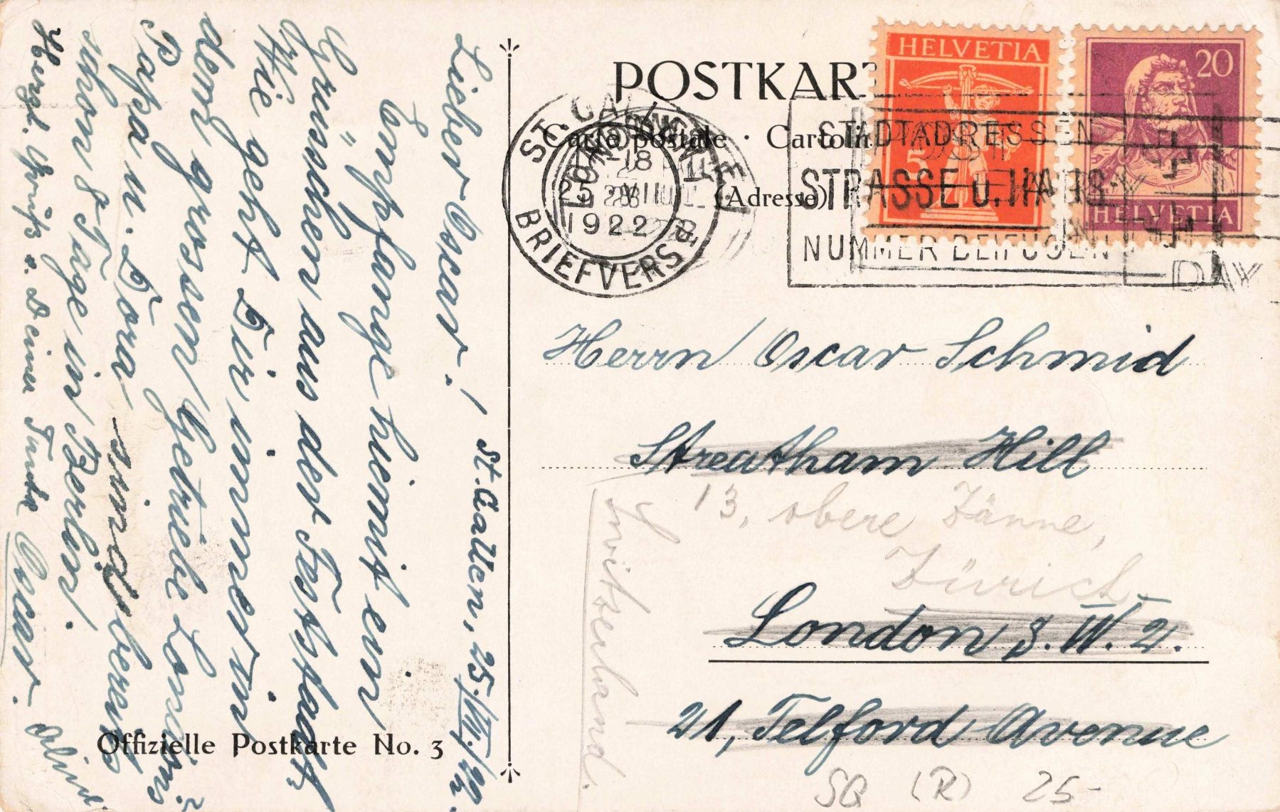 Cartoline postali: 57 Eidg turn fest St. Gallen 1922 – Usato da Biasca venduto da Blenio71 1