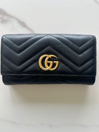 Original Gucci GG Marmont Portemonnaie Schwarz 