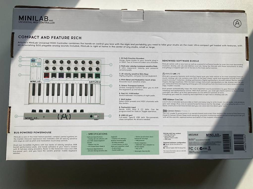 Sistema di controllo: Arturia MiniLab Keyboard Universal Midi Controller – Usato da Zürich venduto da kasiaman 1