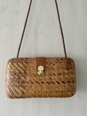 1970er Jahre Vintage Clutch aus geflochtenem Stroh