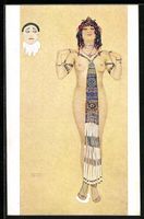 Raphael Kirchner: Halbnackte Dame mit de
