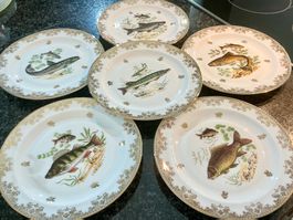LIMOGES FRANCE 6 SPEISETELLER PORZELLAN 50-ER, TOP ZUSTAND