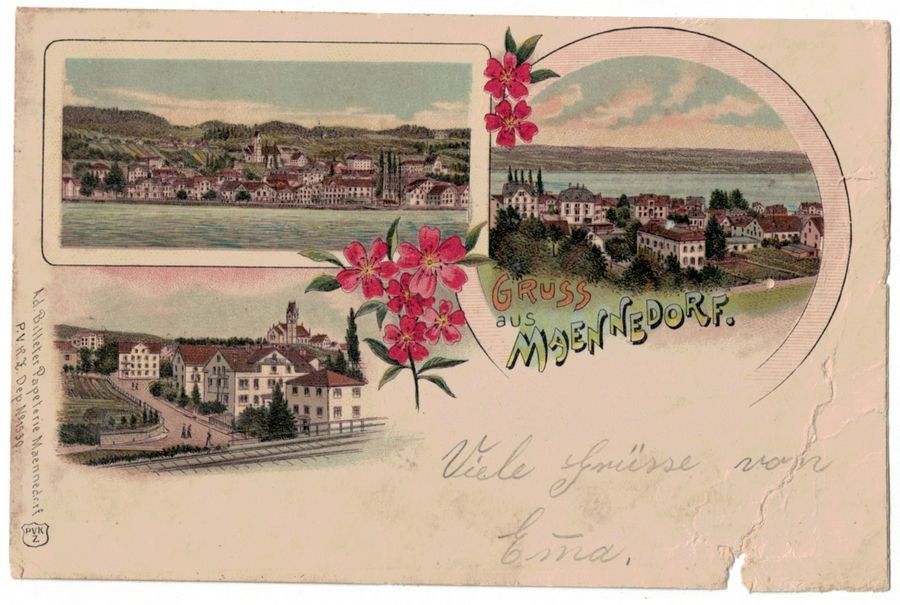 Ansichtskarten: Gruss aus Maennedorf, gelaufen 1901 – Gebraucht aus Frauenfeld von POML