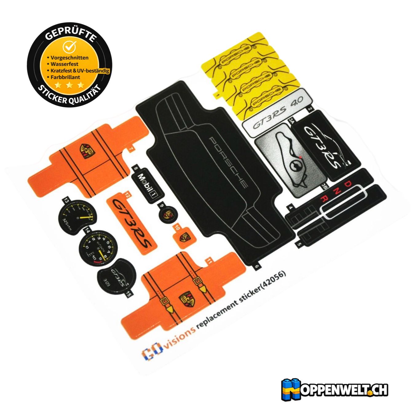 Sticker: Lego Technik 42056 Sticker Satz – Nuovo e nell'imballaggio originale da Schwenden venduto da Noppenwelt.ch