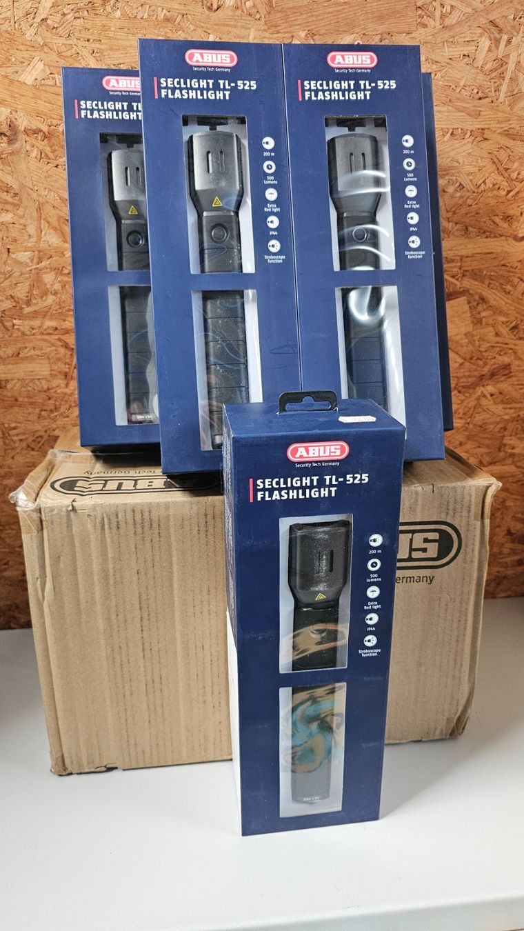 Lampade: 6 x ABUS Seclight TL-525 Taschenlampe Posten – Nuovo e nell'imballaggio originale da Koppigen venduto da Bracher_Mail-House