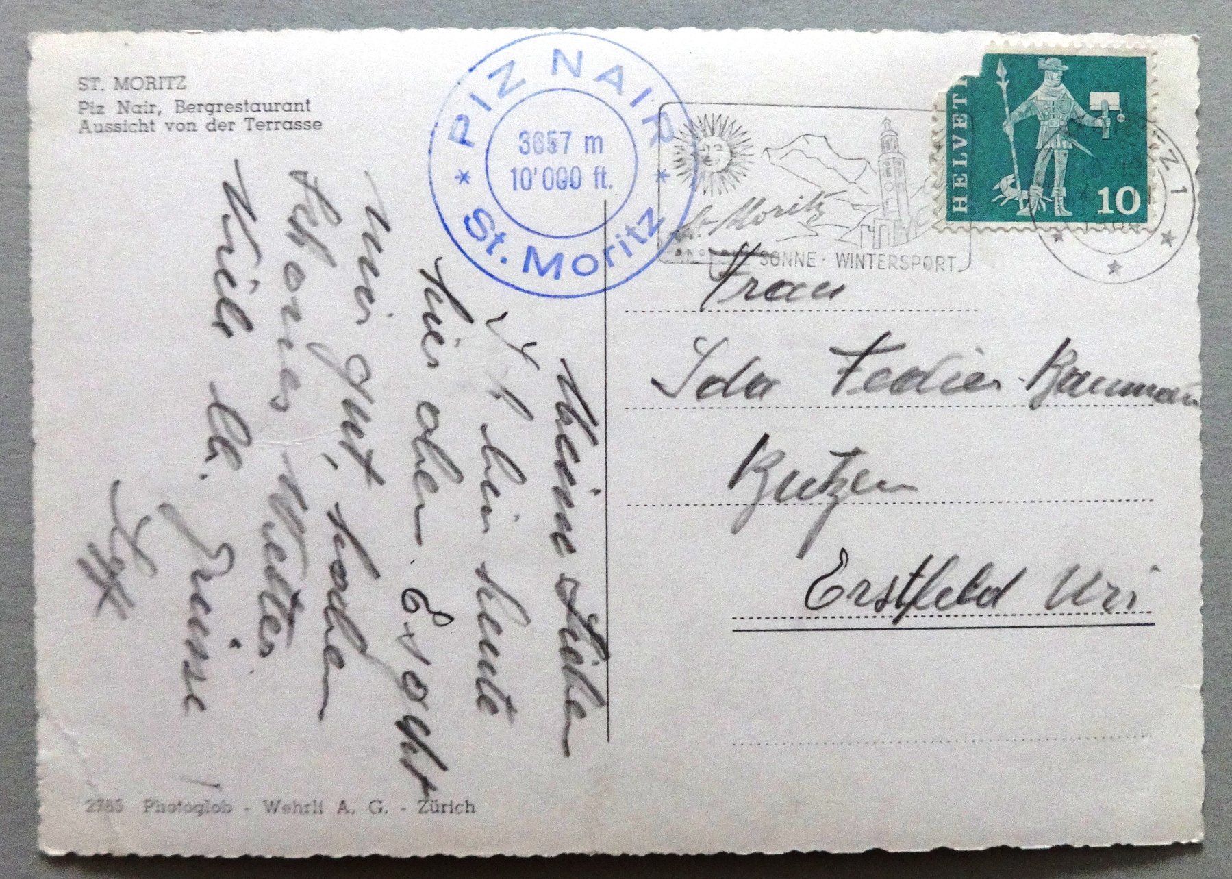 Cartoline postali: St. Moritz, Piz Nair, Bergrestaurant – Difettoso da Fétigny venduto da Billy2miny 1