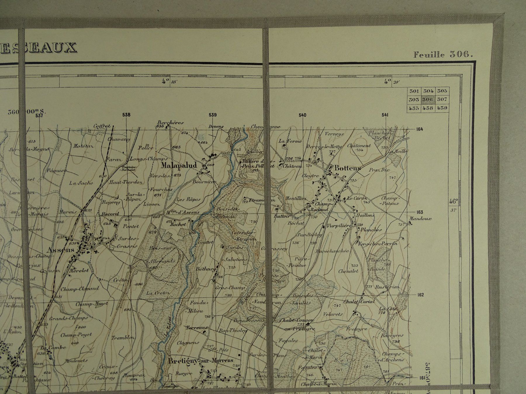 Cartine & Atlanti: CHESEAUX, BOTTENS, BOURNENS, MALAPALUD, MORRENS, 1931 – Usato da Grüningen venduto da Kartensammler 2