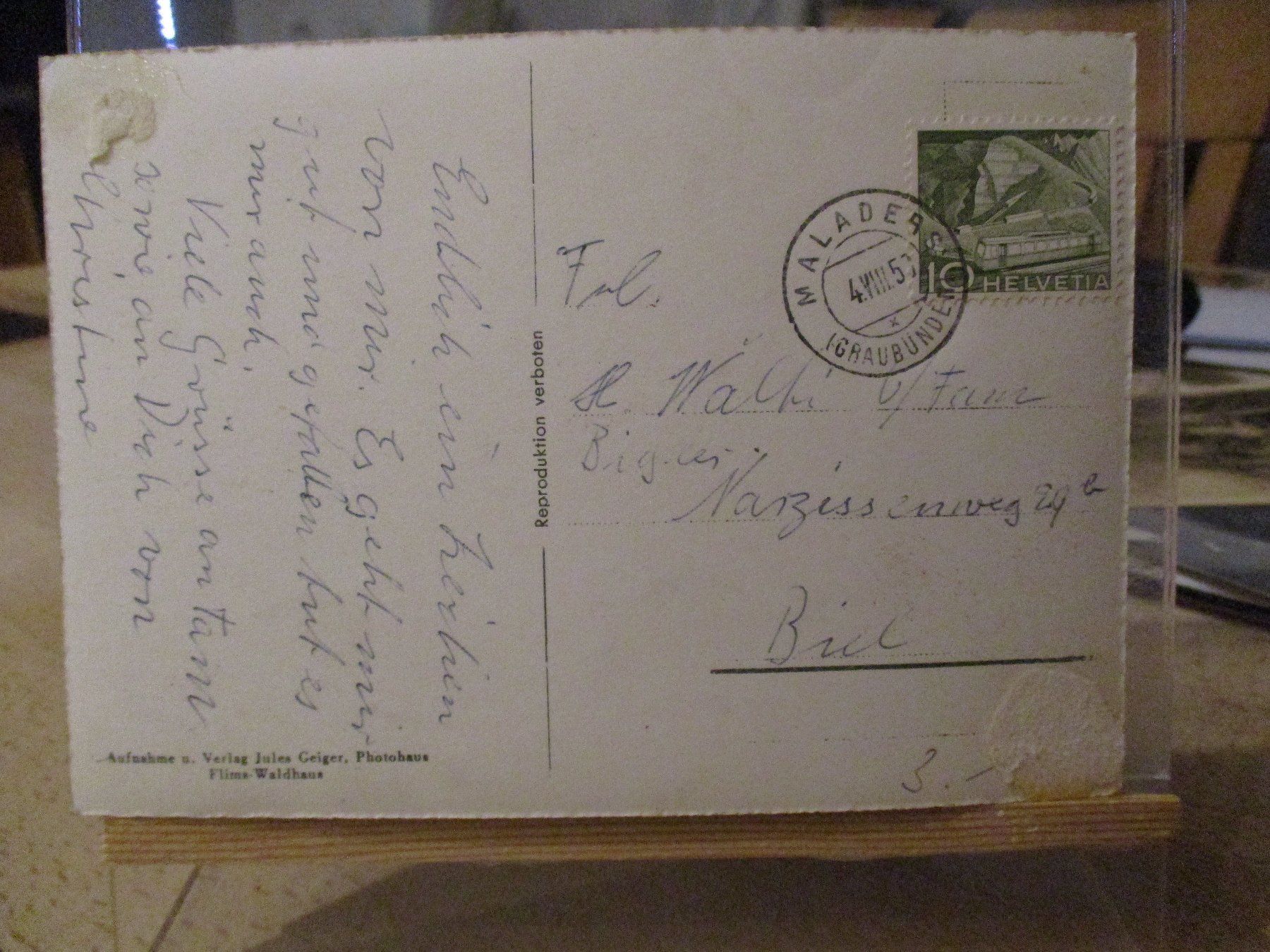 Cartoline postali: Maladers Strela Postkarte  1953  2 – Usato da Felsberg venduto da sanwill 1