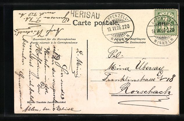 Cartoline postali: Passepartout-AK Herisau, Gesamtansicht,  – Usato da Berlin venduto da bartko-reher 1