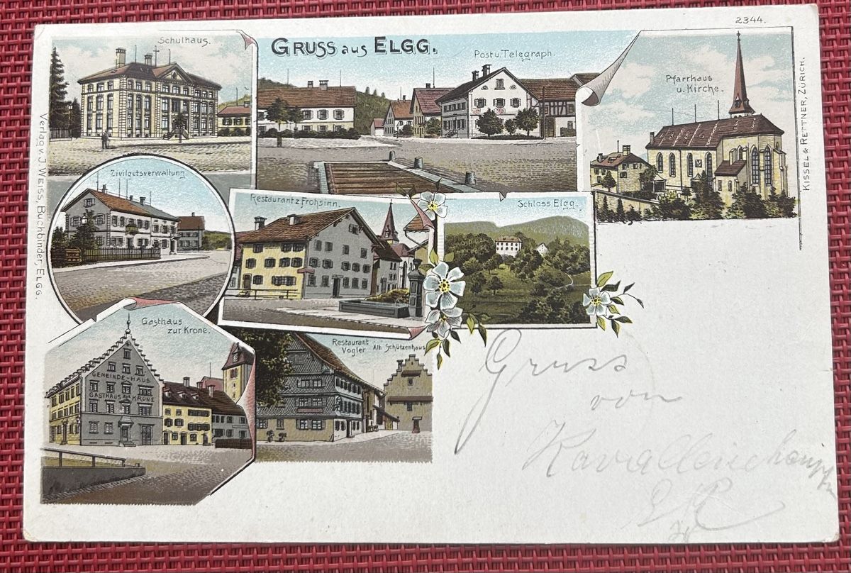 Cartoline postali: Gruss aus Elgg Litho 8-Bildrig  – Usato da Horw venduto da Tellbub