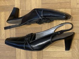 Gabor Leder Pumps schwarz, hinten offen, Gr. 6,5