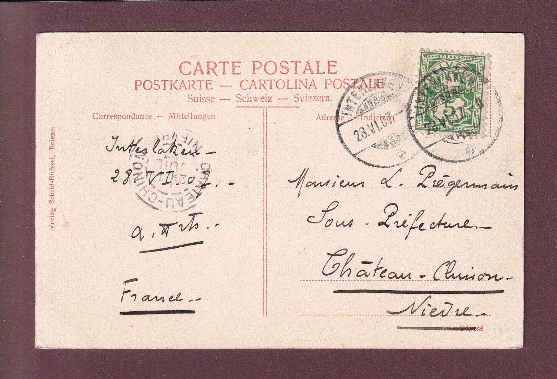 Cartoline postali: JUNGFRAU - 1907 – Usato da Pully venduto da nicecards 1