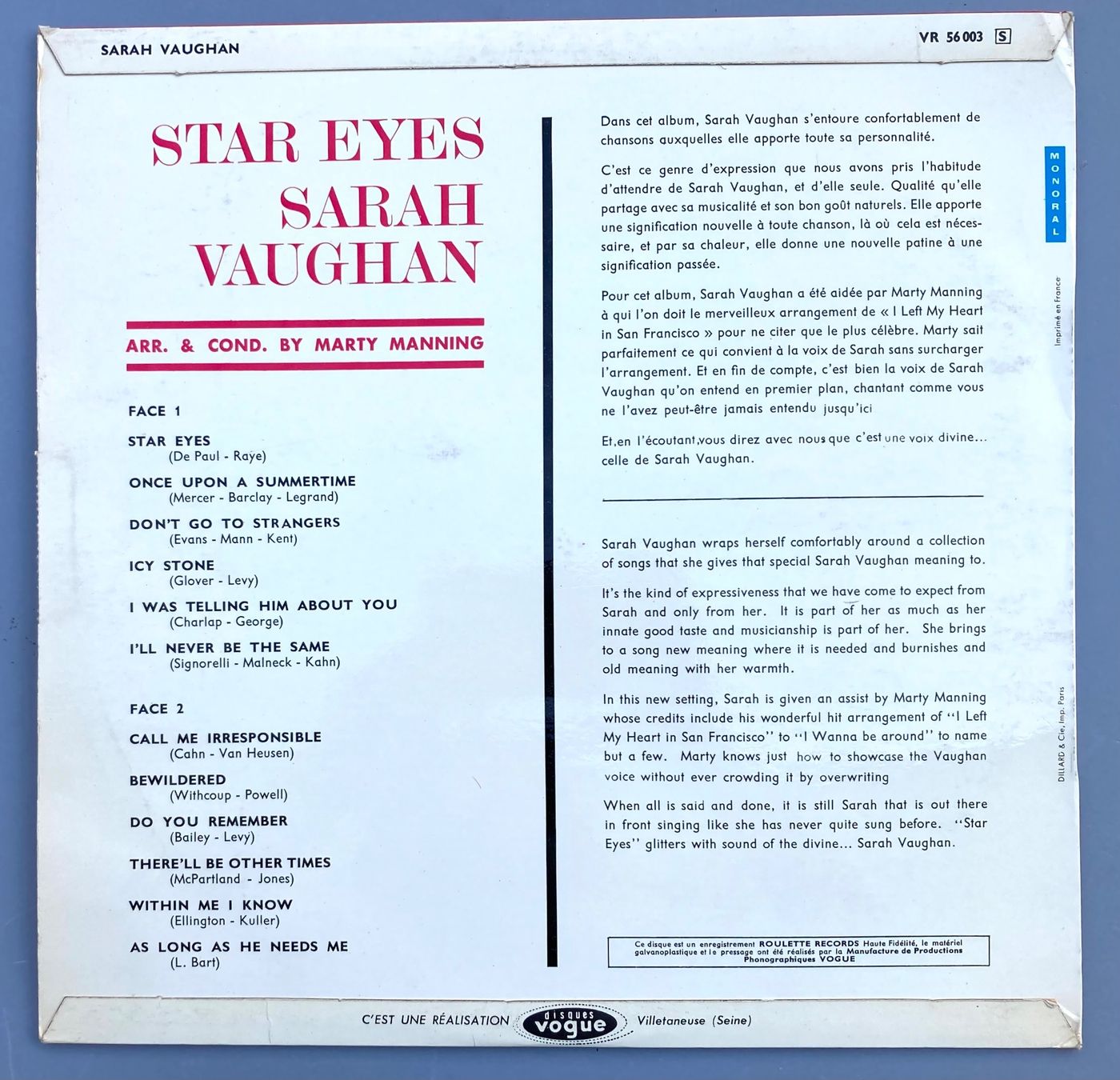 Dischi in vinile: SARAH VAUGHAN - STAR EYES – Usato da Poliez-Pittet venduto da Newtown-Records 1