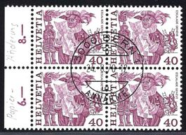 1978 Volksbräuche 40Rp. Faserpapier 4er-⊞ ET-gest.ʘ ZNr. 609