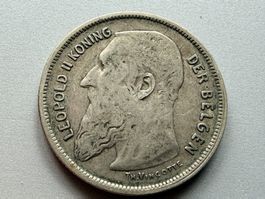 2 Franc 1909 Belgien - Silber 835/1000-10 Gramm