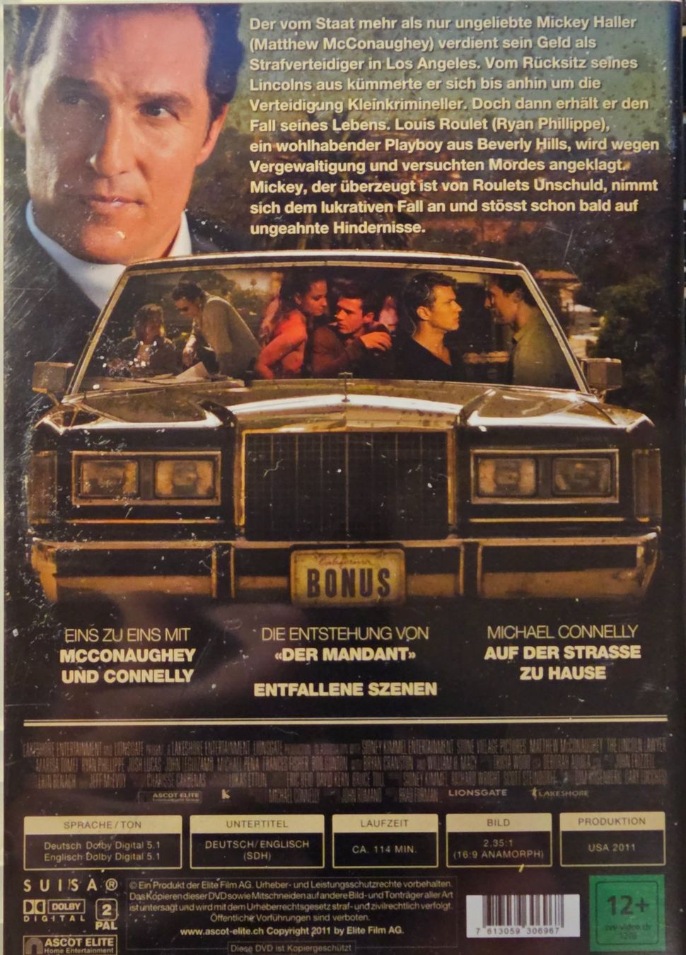 Tutti i DVDs: The Lincoln Lawyer - Der Mandant – Usato da Wahlen b. Laufen venduto da Cg10 1