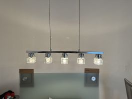 Moderne 5-flammige Hängelampe Chrom Glas Kristall Optik ✨