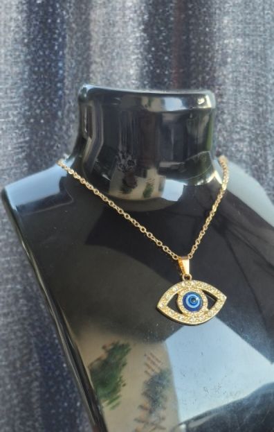 Catenine: Collana occhio azzurro con zirconi dorata nuovo – Nuovo (secondo la descrizione) da Giubiasco venduto da Stefaniav 2