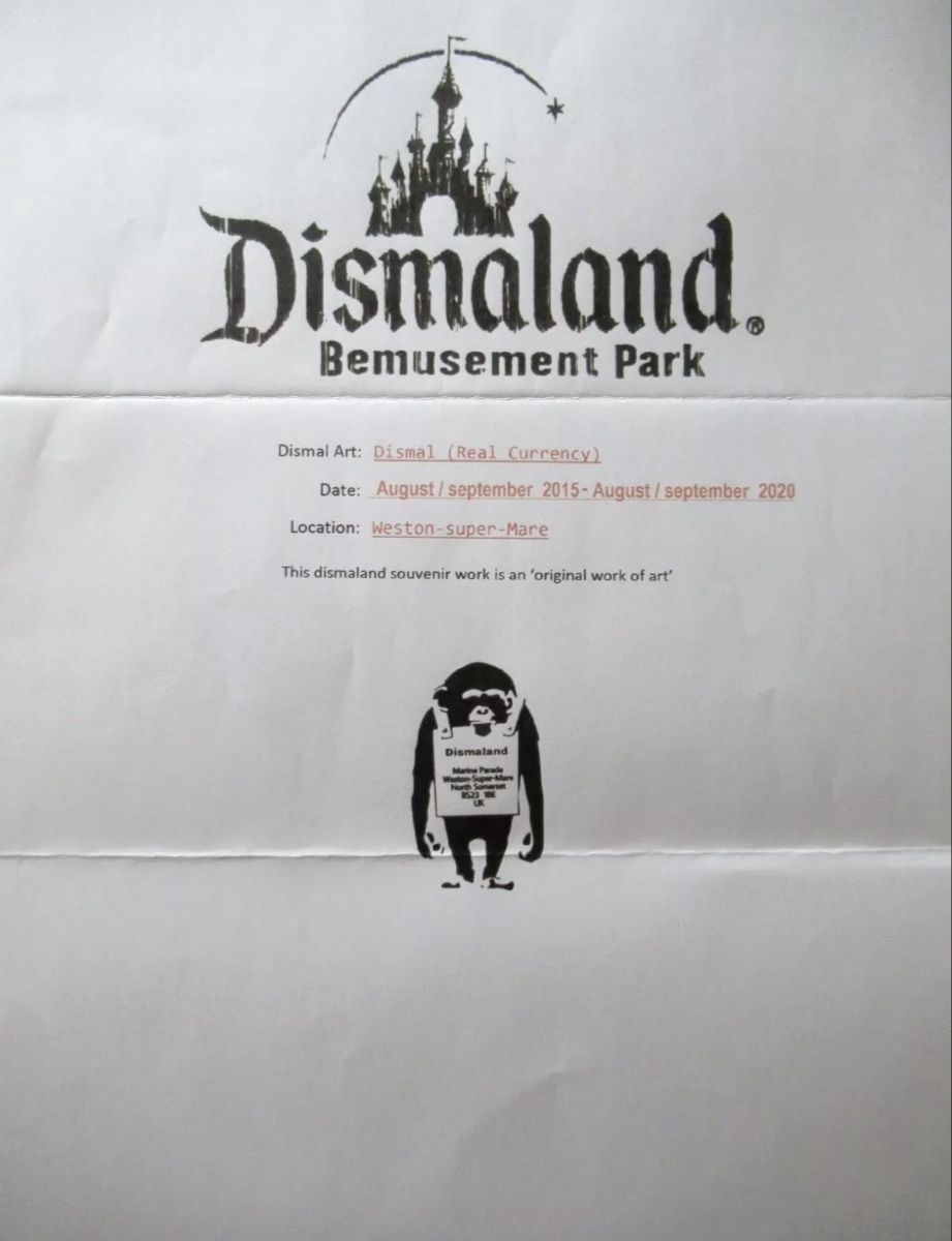 Grafica & Litografie: BANSKY DISMALAND "Pulp Fiction" 1 ECHTER US$ Dollar + Papier – Nuovo (secondo la descrizione) da Bülach venduto da Cspadanuda 2