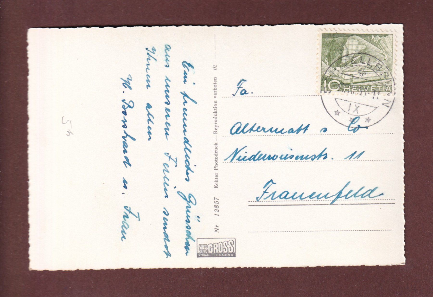 Cartoline postali: SCHWELLBRUNN - Säntis - 1953 – Usato da Pully venduto da nicecards-shop 1