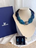 SWAROVSKI Collier mit Ohrstecker blau