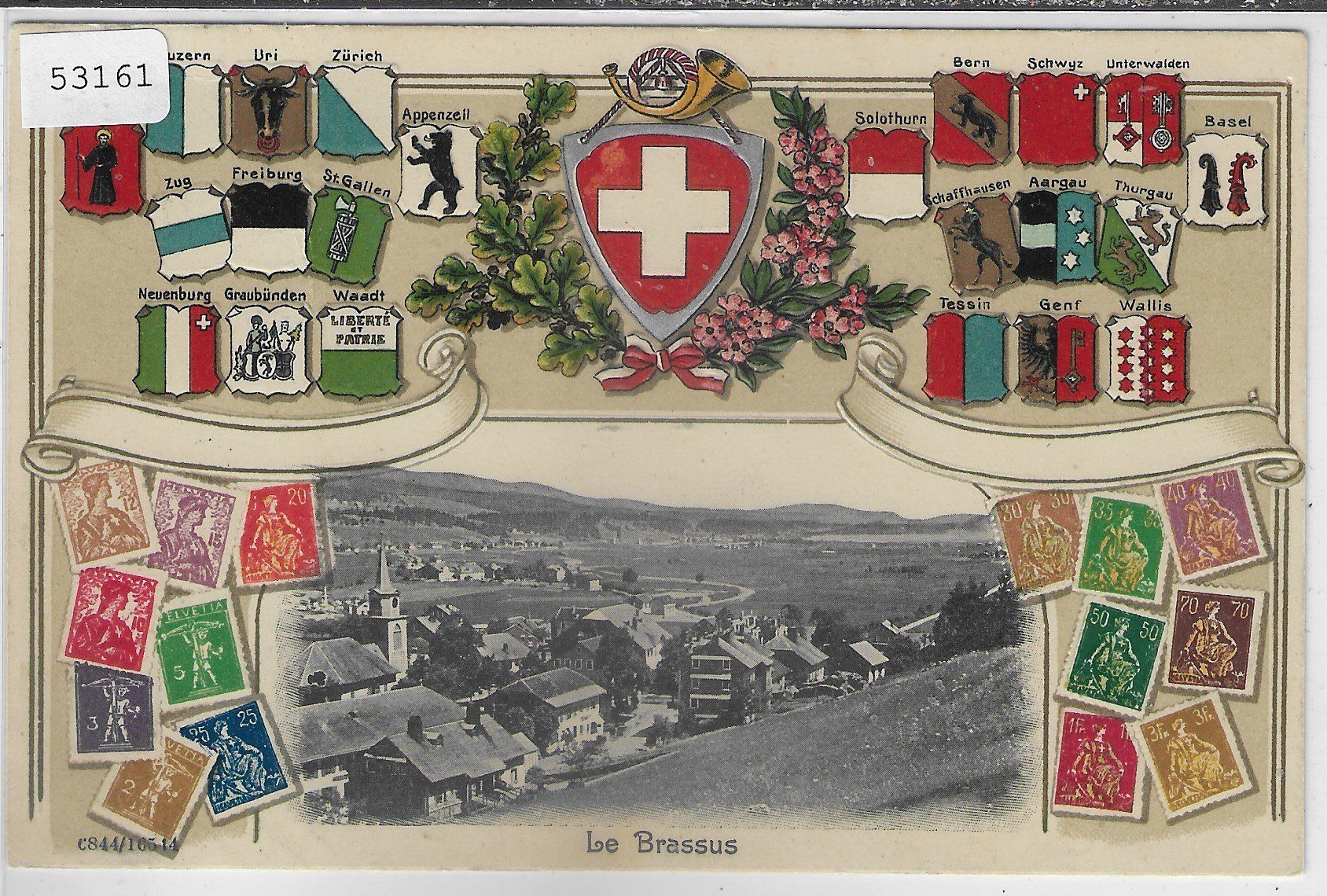 Cartoline postali: Le Brassus - Wappen-Präge-Litho – Usato da Ettingen venduto da Kartenplanet