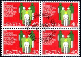 4ERBLOCK JAHR DER BEHINDERTEN 1981 AUSGABETAG - DD354