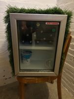 AHT Kühlschrank mit Glastür Kleinkühlschrank Silber