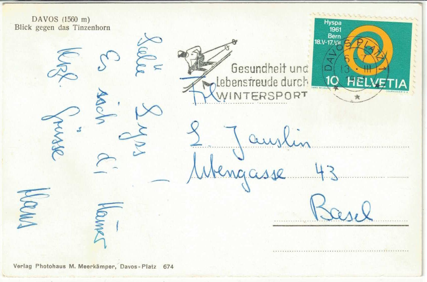 Cartoline postali: Davos im Winter – Usato da Ettingen venduto da Kartenplanet 1