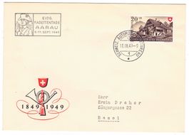 Lettre de Aarau BPA A492 pour Basel le 11.IX.49