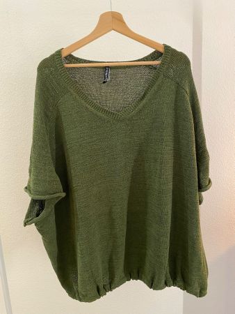 Rundholz Pullover kurzarm oversized grün Gr. M - XXL