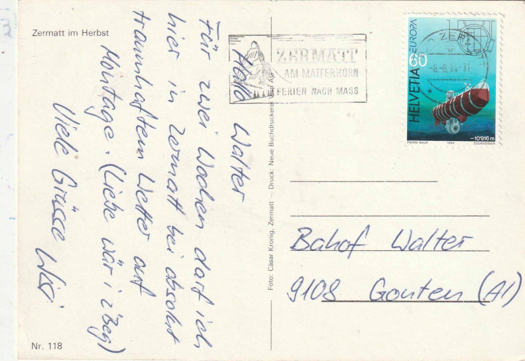 Cartoline postali: 4 Karten mit den Matterhorn – Usato da Lumbrein venduto da made02 2