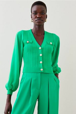 Karen Millen - Cardigan mit Chiffon Puffärmeln