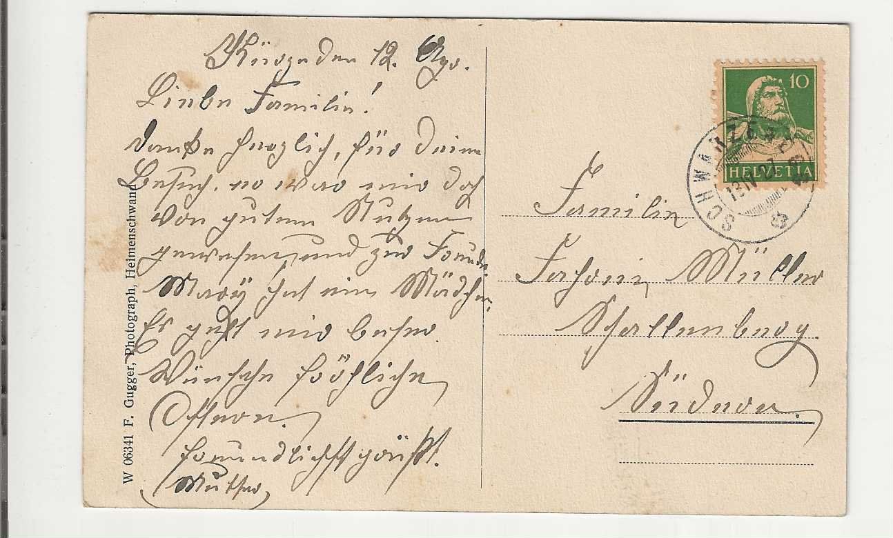 Cartoline postali: Eriz, , 1927 – Usato da Spiez venduto da Niesen20 1