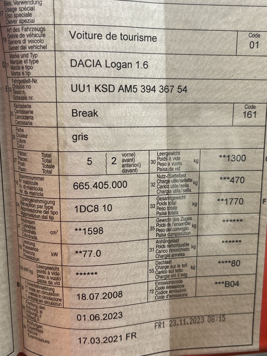 Dacia Automobili: DACIA Logan 1.6 Break 96513 km 2008 argent – Usato da Ependes FR venduto da nnv2009 4