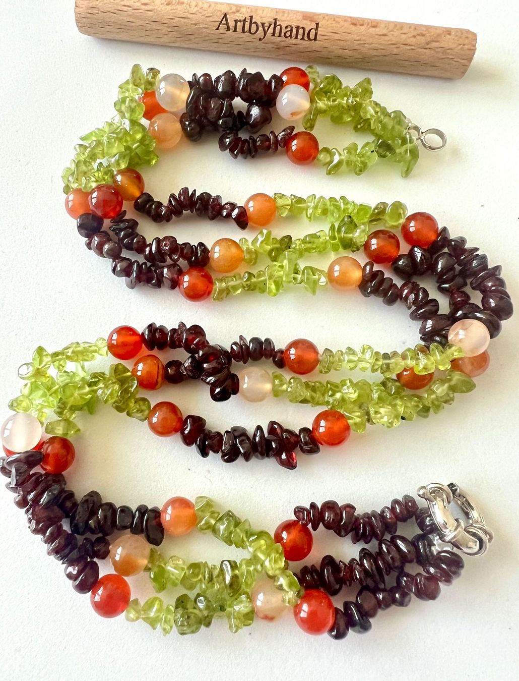 Ketten: Unikat Statement-Collier Peridot, Granat & Karneol - Silber – Gebraucht aus Ruswil von artbyhand 4