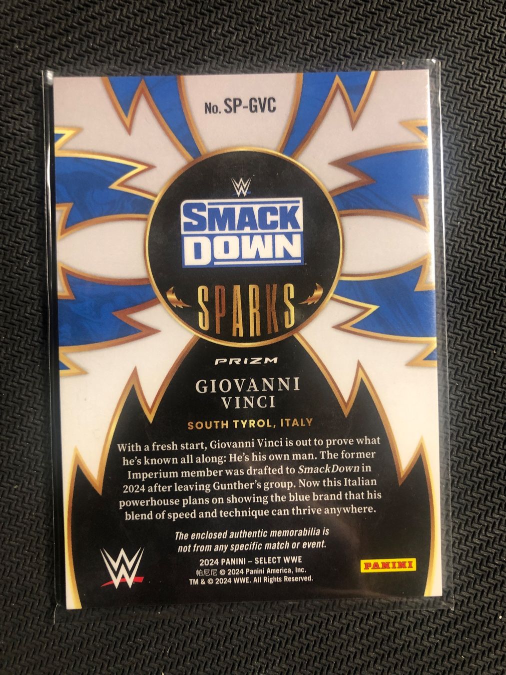 Topps Carte collezionabili: Panini Select WWE Giovanni Vinci patch – Usato da Wangenried venduto da Garagara 1
