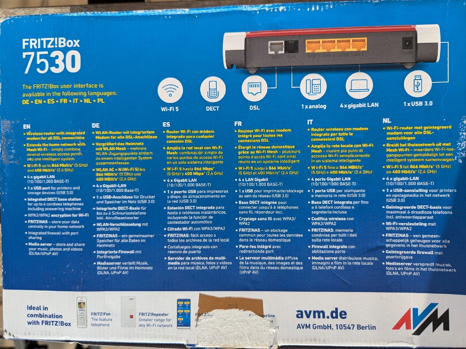 Avm Modem & Router: Fritz!Box 7530 WLAN + DSL Router – Usato da Brunnen venduto da costavicentina 1