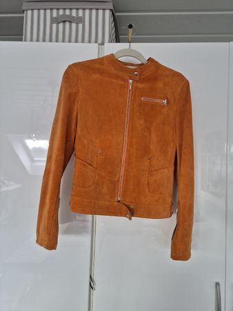 Trendige Wildlederjacke in Orange, Grösse S