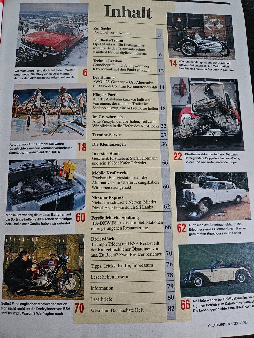Sonstiges Fahrzeugzubehör: Oldtimer Praxis 2/00 Opel Manta BSA Rocket 3 Trident AWO xx – Gebraucht aus Flawil von sr1_f6st 1