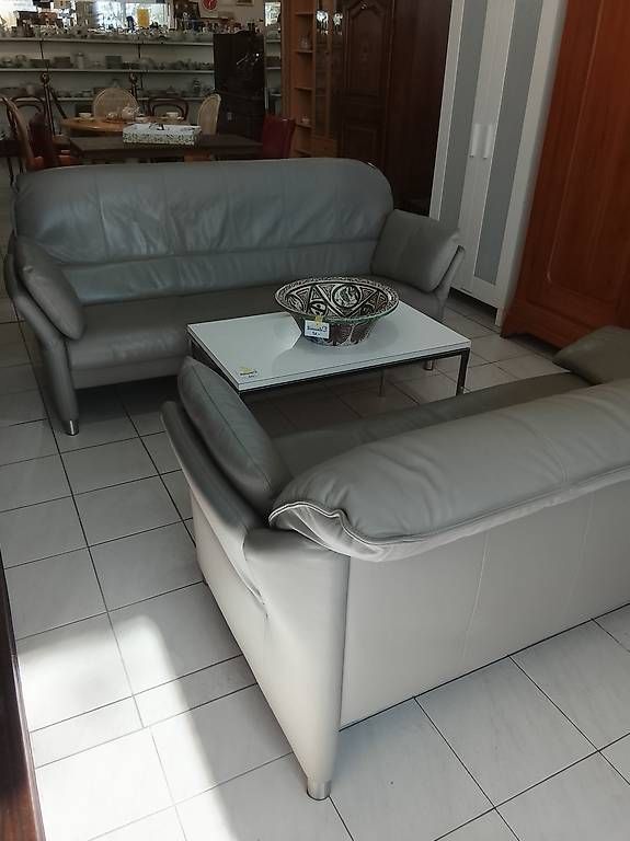 Intertime Divani: Graues Ledersofa 3-Sitzer von Intertime Echtleder – Usato da Neuhausen am Rheinfall venduto da galleria13 3